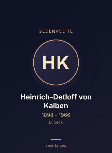 Gedenkportrait von Heinrich-Detloff von Kalben
