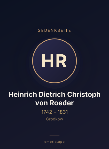 Gedenkportrait von Heinrich Dietrich Christoph von Roeder