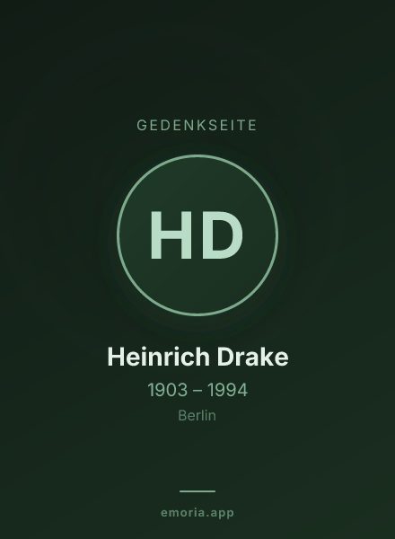 Gedenkportrait von Heinrich Drake