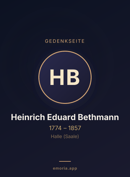 Gedenkportrait von Heinrich Eduard Bethmann