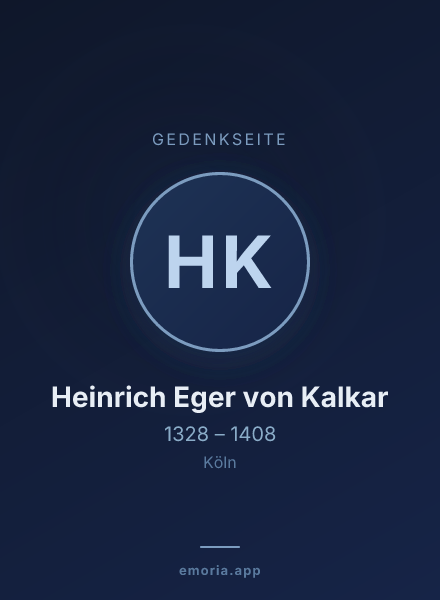 Gedenkportrait von Heinrich Eger von Kalkar