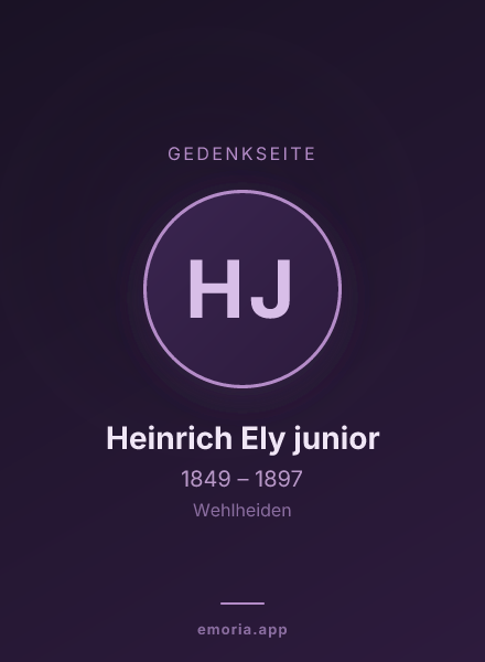 Gedenkportrait von Heinrich Ely junior