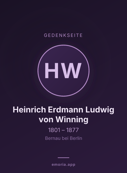 Gedenkportrait von Heinrich Erdmann Ludwig von Winning