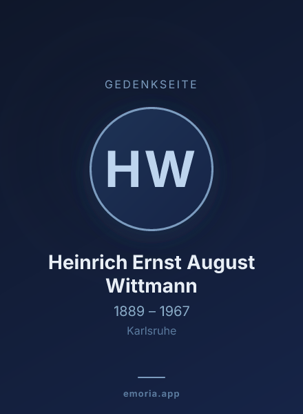 Gedenkportrait von Heinrich Ernst August Wittmann