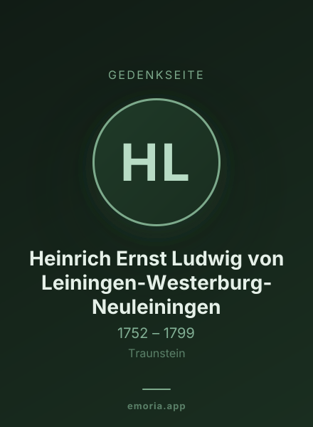 Gedenkportrait von Heinrich Ernst Ludwig von Leiningen-Westerburg-Neuleiningen