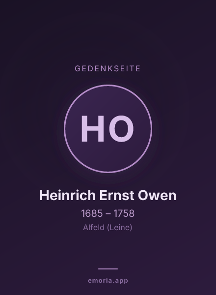 Gedenkportrait von Heinrich Ernst Owen