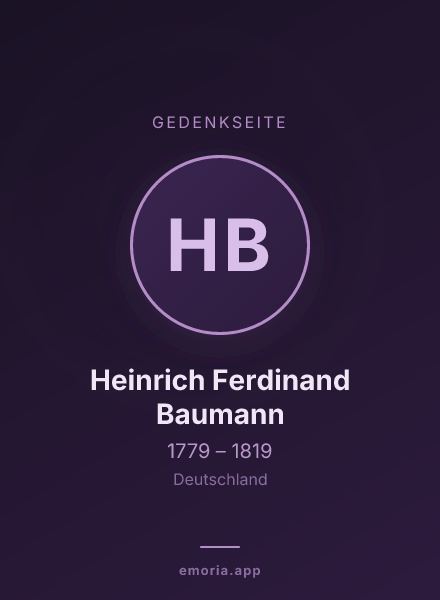 Gedenkportrait von Heinrich Ferdinand Baumann