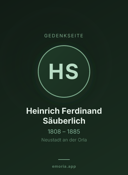 Gedenkportrait von Heinrich Ferdinand Säuberlich