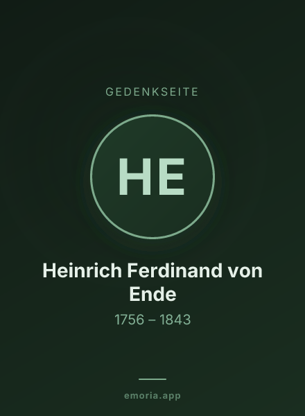 Gedenkportrait von Heinrich Ferdinand von Ende