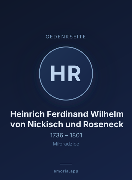 Gedenkportrait von Heinrich Ferdinand Wilhelm von Nickisch und Roseneck