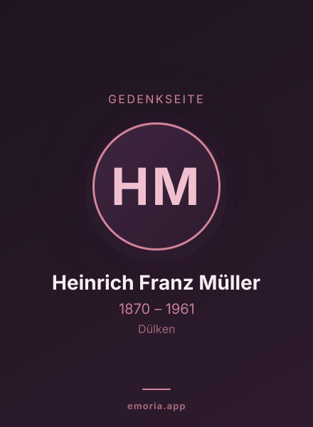Gedenkportrait von Heinrich Franz Müller