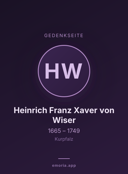 Gedenkportrait von Heinrich Franz Xaver von Wiser