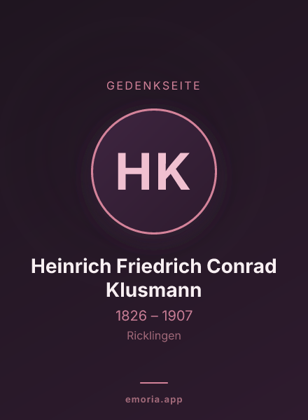 Gedenkportrait von Heinrich Friedrich Conrad Klusmann