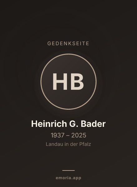 Gedenkportrait von Heinrich G. Bader
