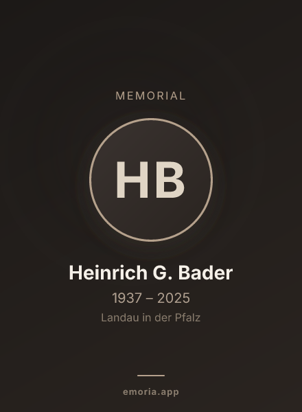 Memorial portrait of Heinrich G. Bader