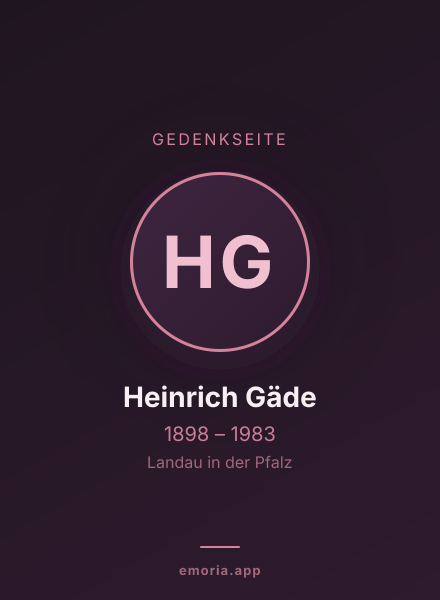 Gedenkportrait von Heinrich Gäde