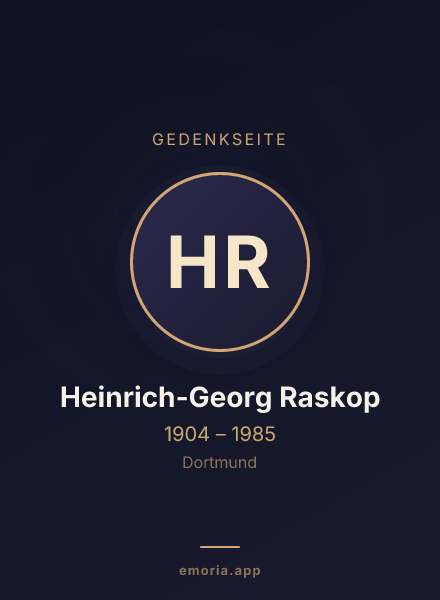 Gedenkportrait von Heinrich-Georg Raskop