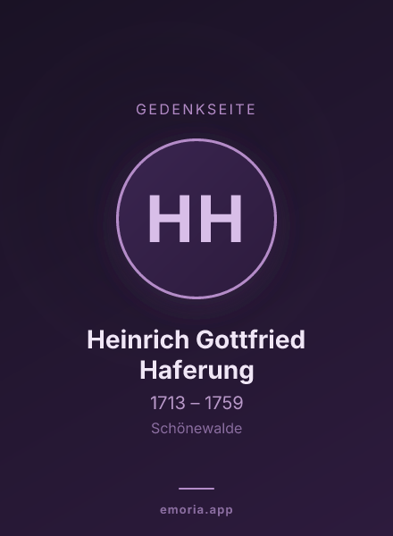 Gedenkportrait von Heinrich Gottfried Haferung