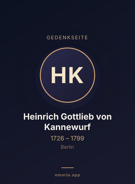 Gedenkportrait von Heinrich Gottlieb von Kannewurf