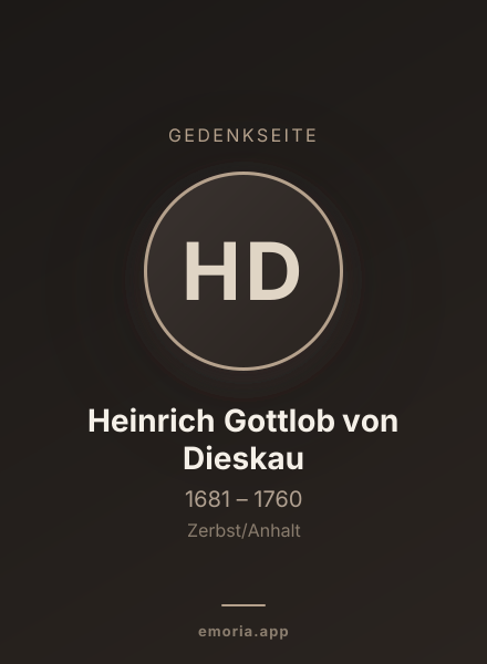 Gedenkportrait von Heinrich Gottlob von Dieskau