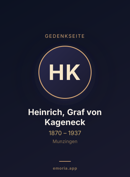 Gedenkportrait von Heinrich, Graf von Kageneck