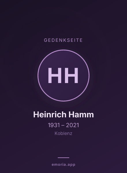 Gedenkportrait von Heinrich Hamm
