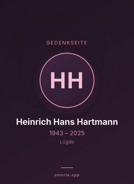 Gedenkportrait von Heinrich Hans Hartmann
