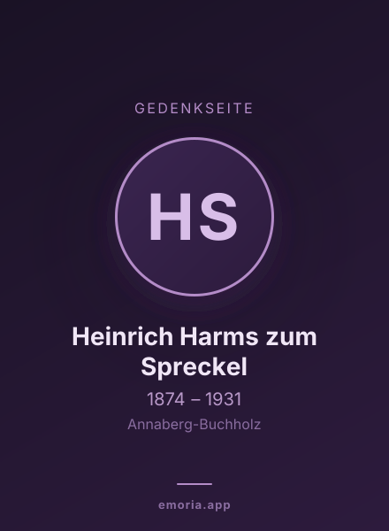 Gedenkportrait von Heinrich Harms zum Spreckel