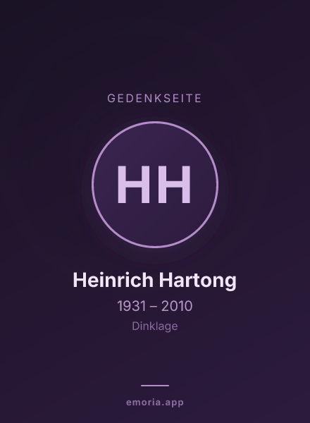 Gedenkportrait von Heinrich Hartong