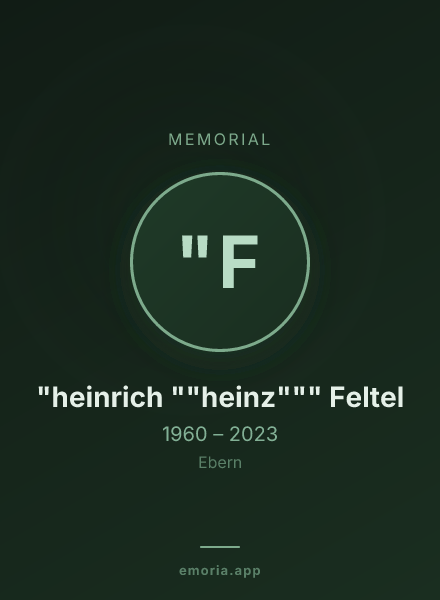 Memorial portrait of "heinrich ""heinz""" Feltel