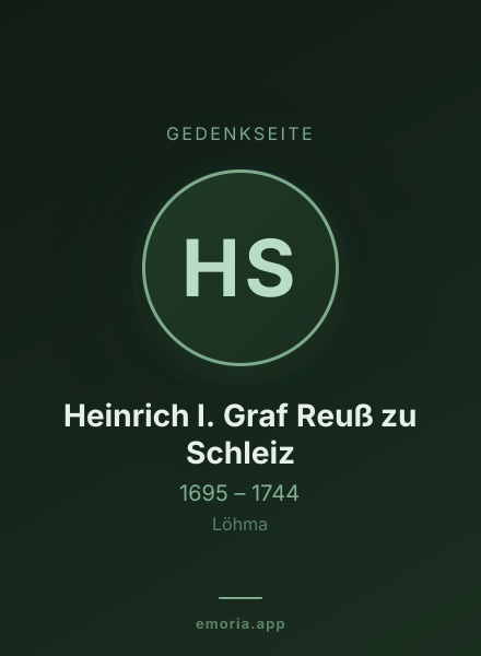 Gedenkportrait von Heinrich I. Graf Reuß zu Schleiz