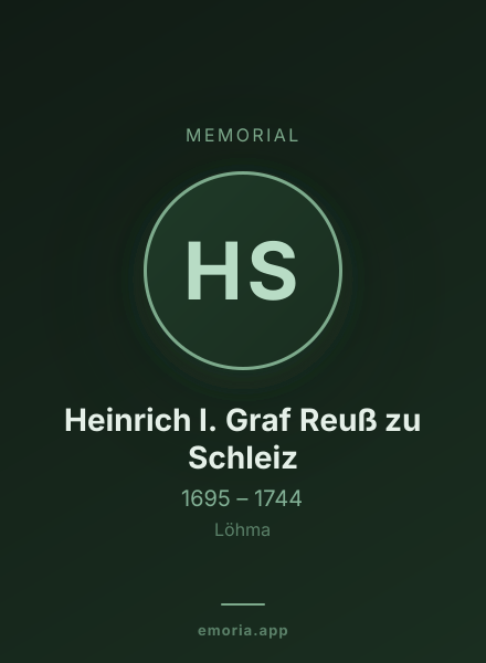 Memorial portrait of Heinrich I. Graf Reuß zu Schleiz