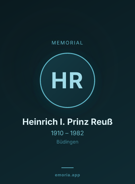 Memorial portrait of Heinrich I. Prinz Reuß