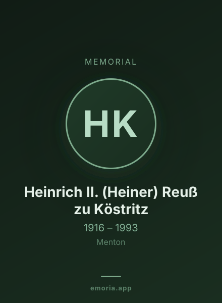 Memorial portrait of Heinrich II. (Heiner) Reuß zu Köstritz