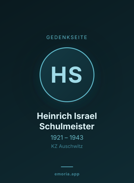 Gedenkportrait von Heinrich Israel Schulmeister