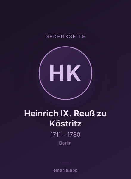 Gedenkportrait von Heinrich IX. Reuß zu Köstritz
