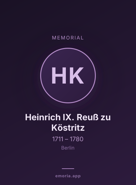 Memorial portrait of Heinrich IX. Reuß zu Köstritz