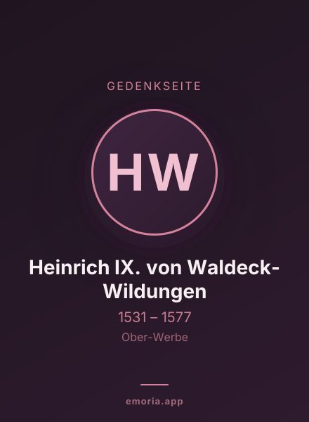Gedenkportrait von Heinrich IX. von Waldeck-Wildungen