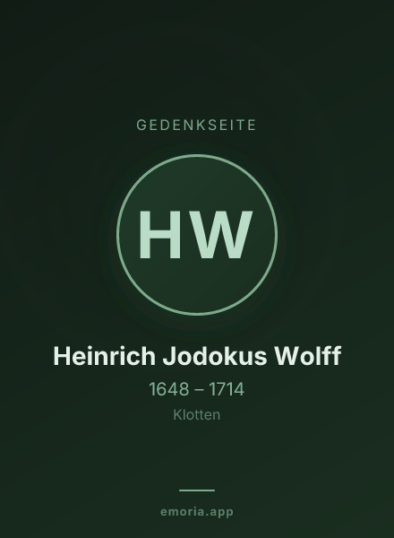 Gedenkportrait von Heinrich Jodokus Wolff