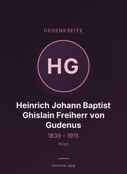Gedenkportrait von Heinrich Johann Baptist Ghislain Freiherr von Gudenus