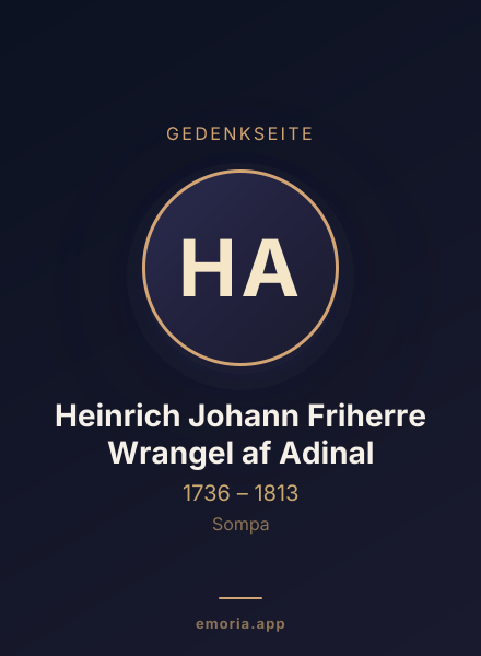 Gedenkportrait von Heinrich Johann Friherre Wrangel af Adinal