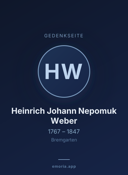 Gedenkportrait von Heinrich Johann Nepomuk Weber