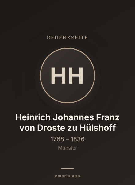 Gedenkportrait von Heinrich Johannes Franz von Droste zu Hülshoff