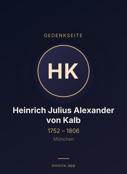 Gedenkportrait von Heinrich Julius Alexander von Kalb