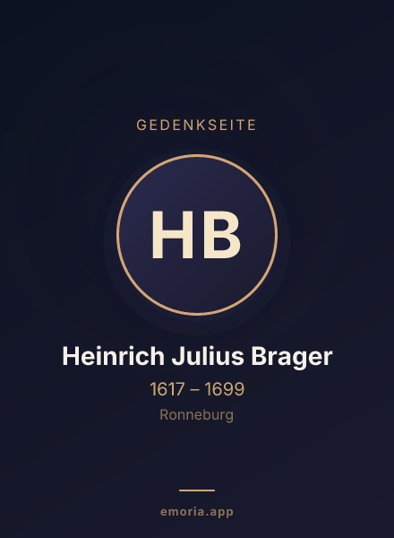 Gedenkportrait von Heinrich Julius Brager