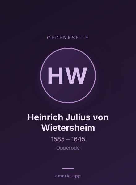 Gedenkportrait von Heinrich Julius von Wietersheim