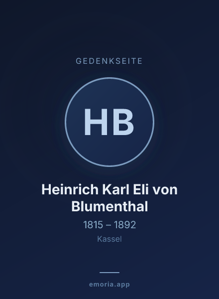 Gedenkportrait von Heinrich Karl Eli von Blumenthal
