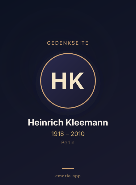 Gedenkportrait von Heinrich Kleemann