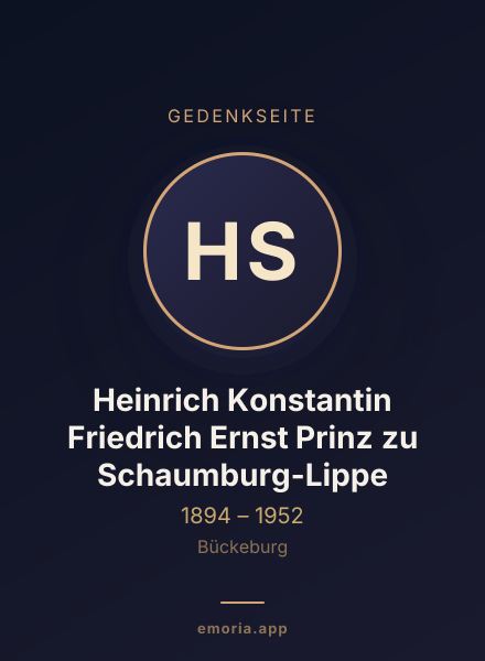Gedenkportrait von Heinrich Konstantin Friedrich Ernst Prinz zu Schaumburg-Lippe