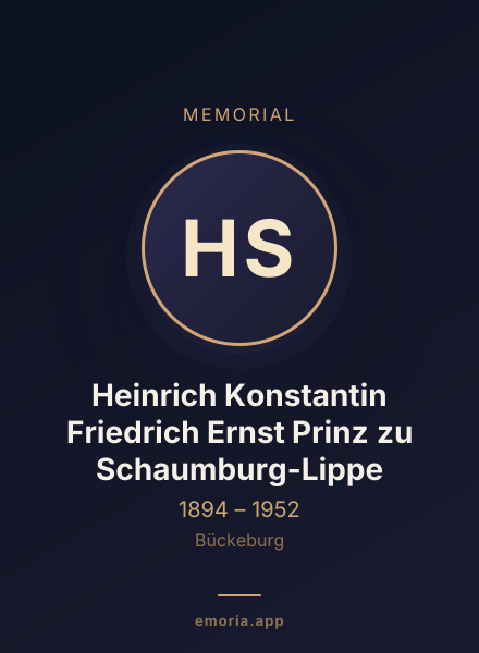 Memorial portrait of Heinrich Konstantin Friedrich Ernst Prinz zu Schaumburg-Lippe